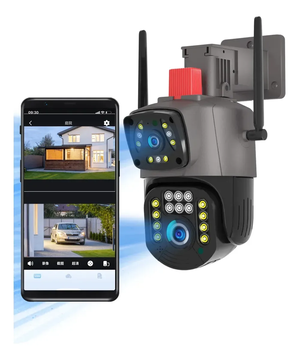 Câmera Externa PTZ WIFI Lente Dupla 2MP+2MP Rastreamento Automático
